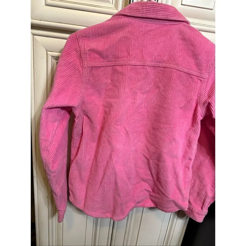 PacSun Kids Corduroy Collared Button Front Long Sleeve Shacket Pink Size Large